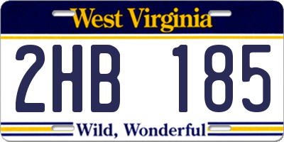 WV license plate 2HB185