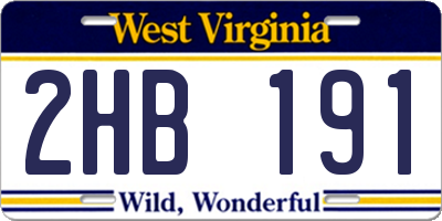 WV license plate 2HB191