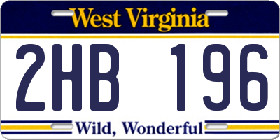 WV license plate 2HB196