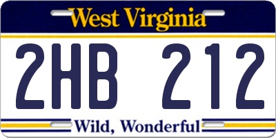 WV license plate 2HB212