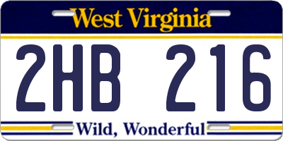 WV license plate 2HB216