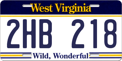 WV license plate 2HB218