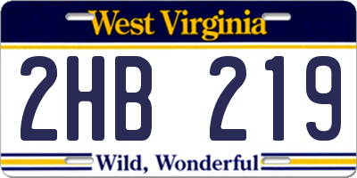 WV license plate 2HB219