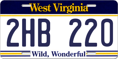 WV license plate 2HB220