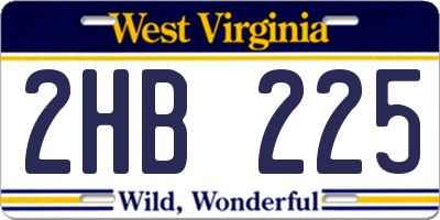 WV license plate 2HB225