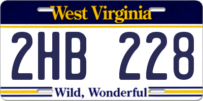 WV license plate 2HB228