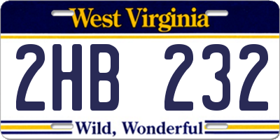 WV license plate 2HB232