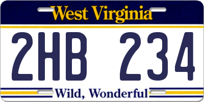 WV license plate 2HB234