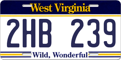 WV license plate 2HB239