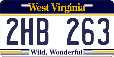 WV license plate 2HB263