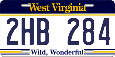 WV license plate 2HB284
