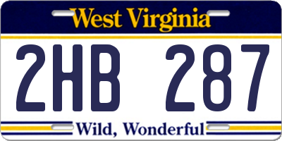 WV license plate 2HB287