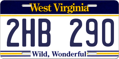 WV license plate 2HB290