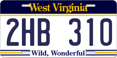 WV license plate 2HB310