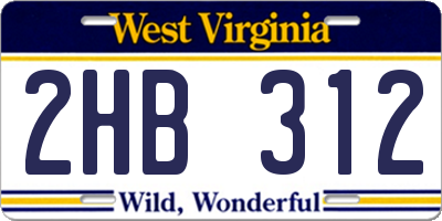 WV license plate 2HB312