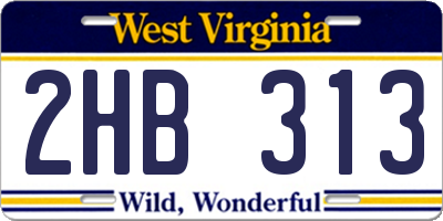 WV license plate 2HB313