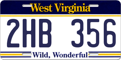 WV license plate 2HB356