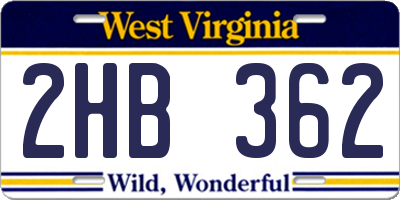 WV license plate 2HB362