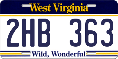 WV license plate 2HB363