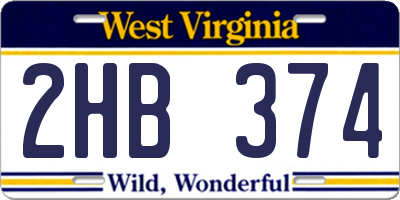 WV license plate 2HB374