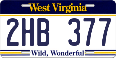 WV license plate 2HB377