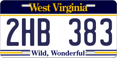 WV license plate 2HB383