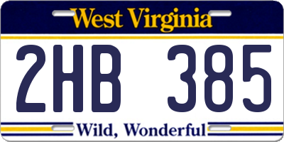 WV license plate 2HB385