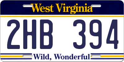 WV license plate 2HB394
