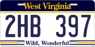 WV license plate 2HB397