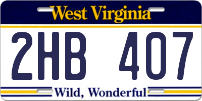 WV license plate 2HB407
