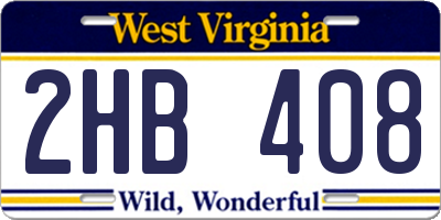 WV license plate 2HB408