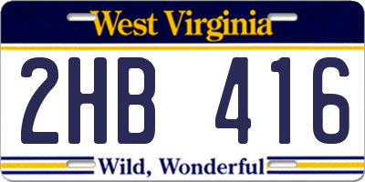 WV license plate 2HB416