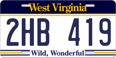 WV license plate 2HB419