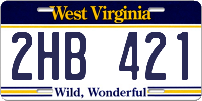 WV license plate 2HB421