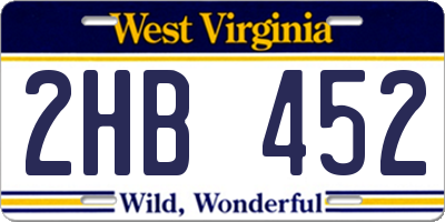 WV license plate 2HB452