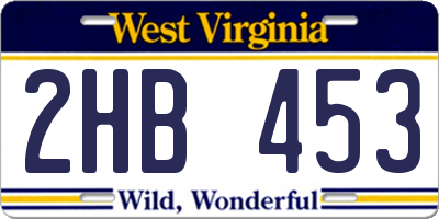 WV license plate 2HB453