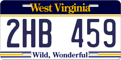 WV license plate 2HB459