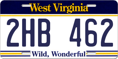 WV license plate 2HB462