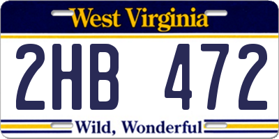 WV license plate 2HB472