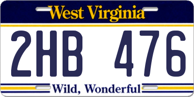 WV license plate 2HB476