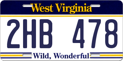 WV license plate 2HB478