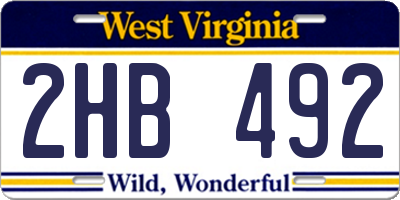 WV license plate 2HB492