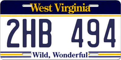 WV license plate 2HB494