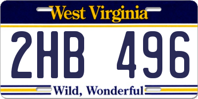 WV license plate 2HB496