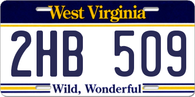 WV license plate 2HB509