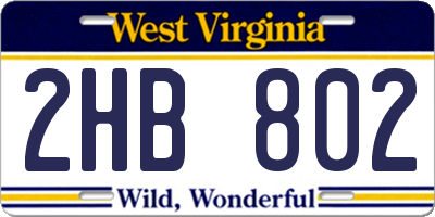WV license plate 2HB802