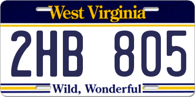 WV license plate 2HB805