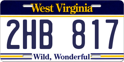 WV license plate 2HB817