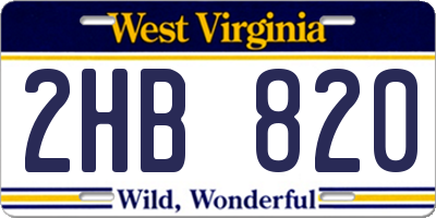 WV license plate 2HB820