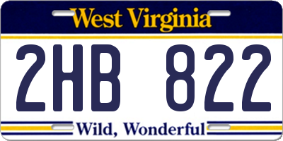 WV license plate 2HB822